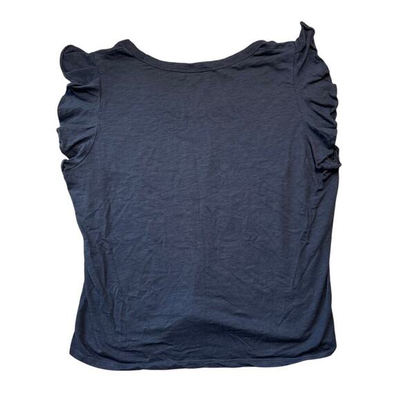 LOFT Dark Navy Blue flutter sleeve, Scoop neck blouse/shirt, size Women's XL - Picture 2 of 8